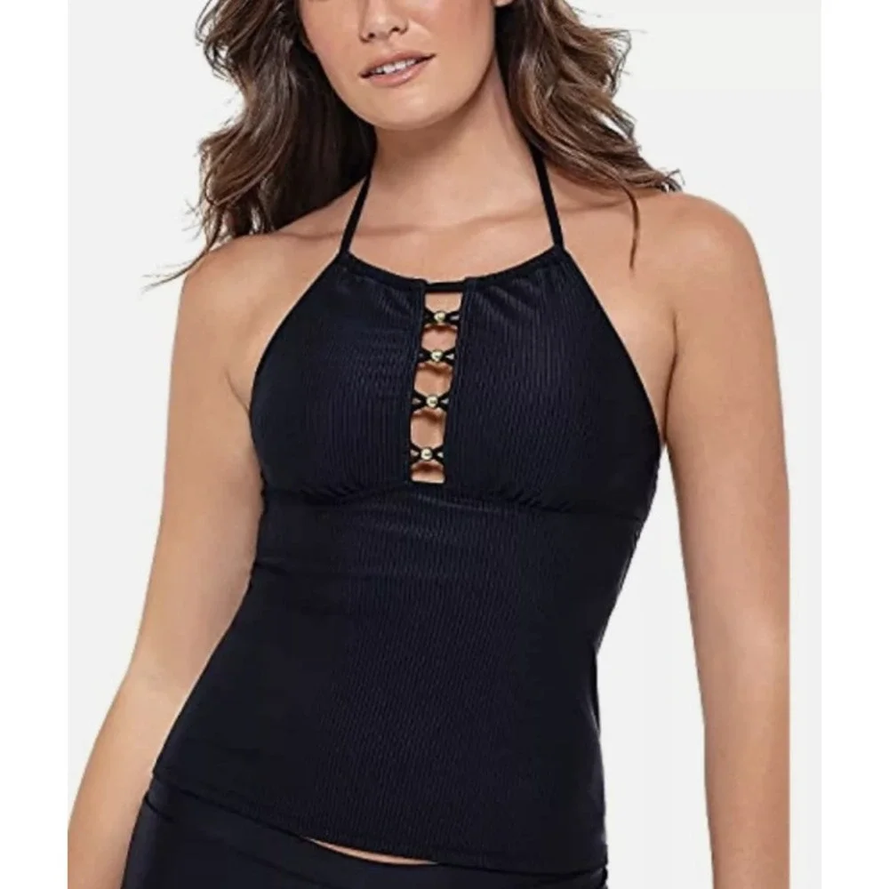 Salt + Cove‎ Women's Ringing It Halter Swim Top Black Size S